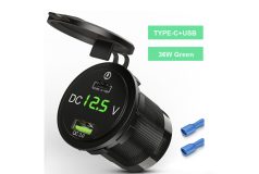   Dvostruka USB utičnica za punjenje u automobilu, 12V-24V brzo punjenje, 4.2A, s LED voltmetrom