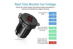   Dvostruka USB utičnica za punjenje u automobilu, 12V-24V brzo punjenje, 4.2A, s LED voltmetrom