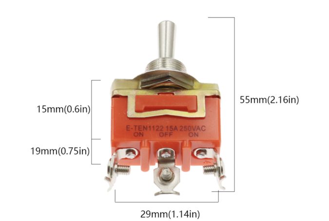 12mm preklopna sklopka, 15A, 250V, AC, 3 PIN + zaštitni silikon