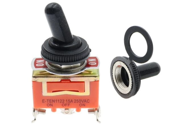 12mm preklopna sklopka, 15A, 250V, AC, 3 PIN + zaštitni silikon