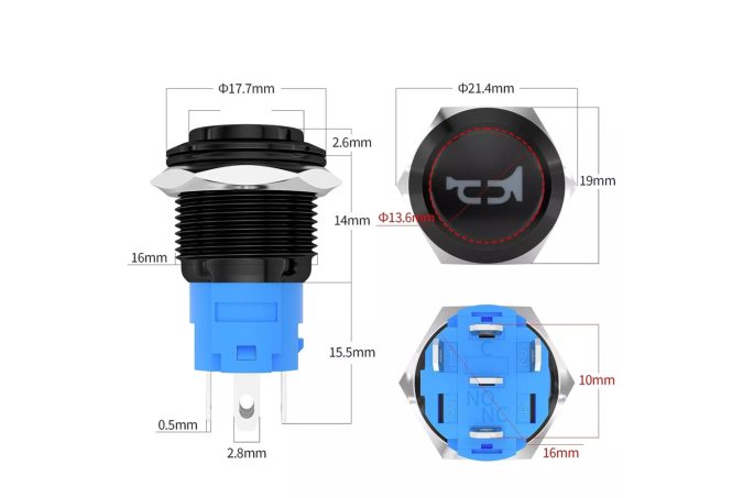 DaierTek 12V 16mm trenutni prekidač za trubu za električna golf vozila, motocikle, čamce.